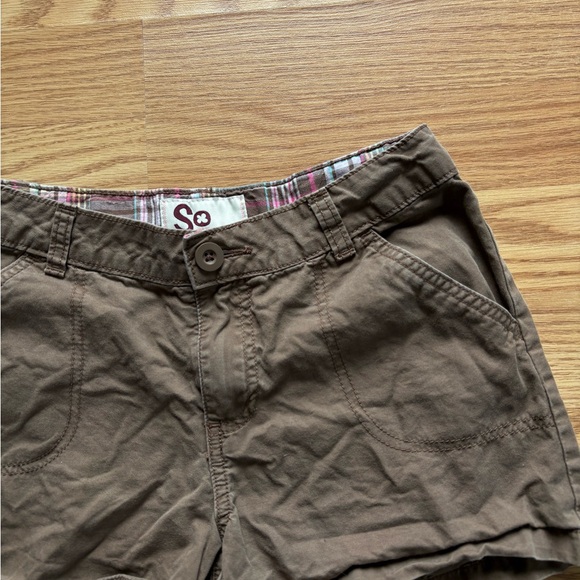SO Brown Shorts with Plaid Detail - Picture 1 of 5